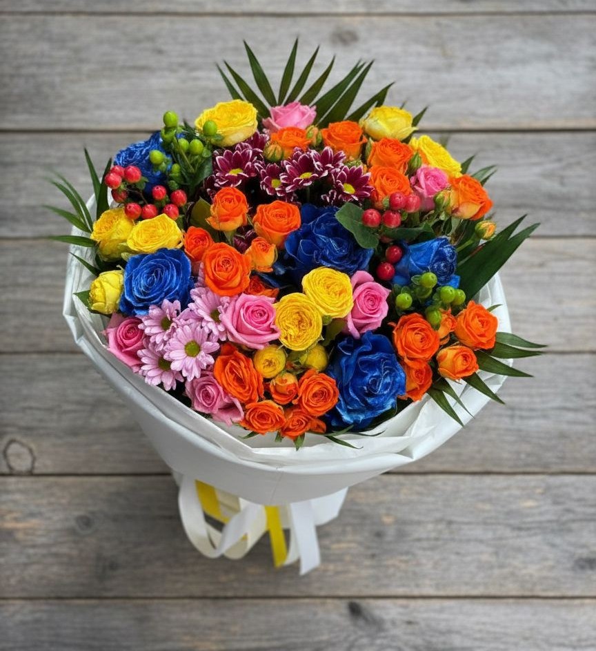 Букет цветов из: Розы и Хризантемы в Большесидоровском