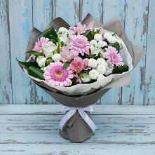 Букет цветов из:  Герберы, Альстромерии и Хризантемы в Большесидоровском