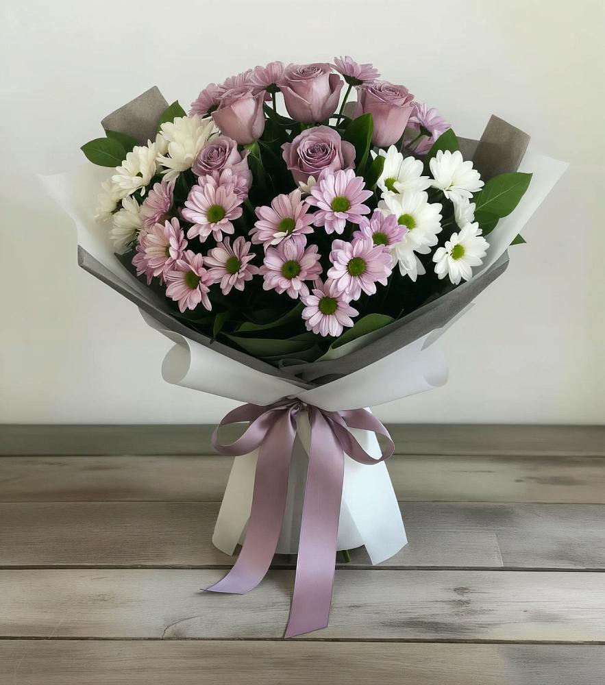 Букет цветов из: Хризантемы и Розы в Большесидоровском