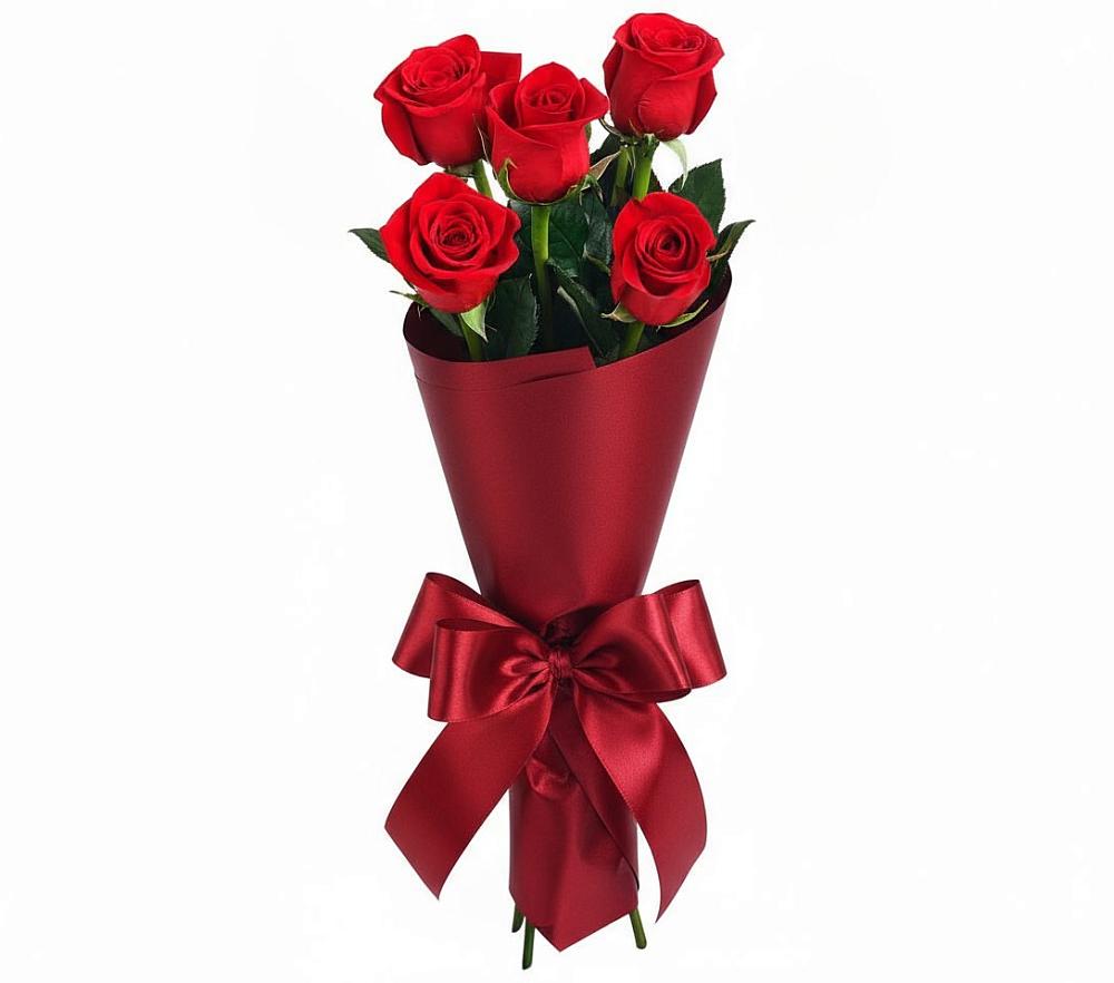 Букет 5 Красных роз Эдлесс Лав в Большесидоровском