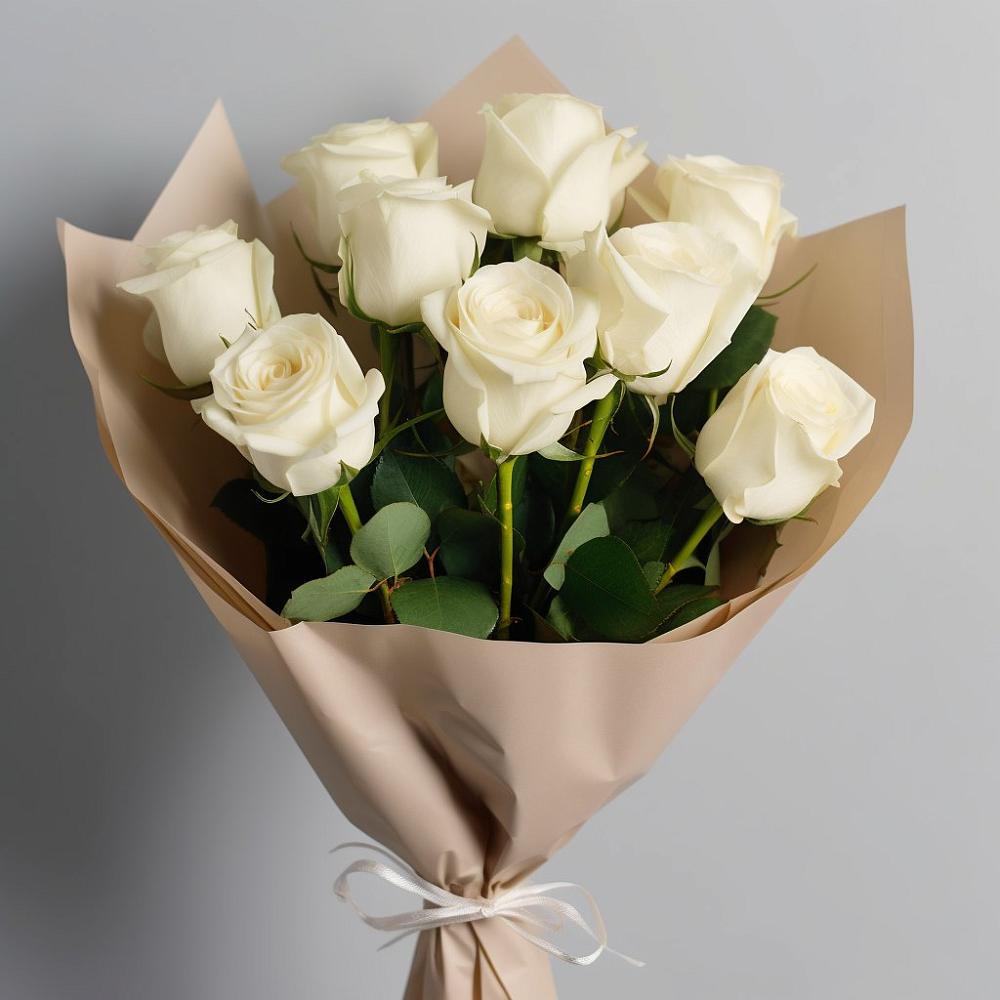 Букет 9 Белых роз Эдлесс Лав в Большесидоровском