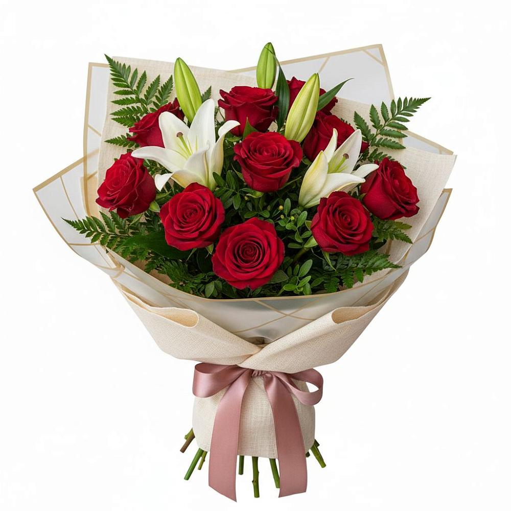 Букет цветов из: Лилии и Розы в Большесидоровском