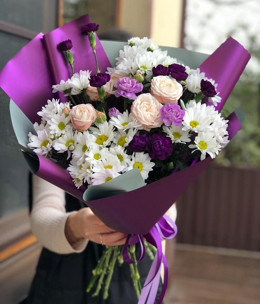 Букет цветов из: Хризантемы, Гвоздики и Розы в Большесидоровском