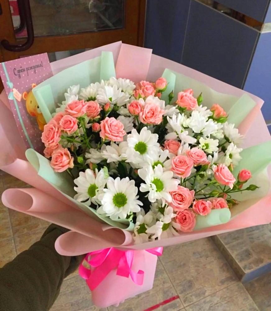 Букет цветов из: Розы и Хризантемы в Большесидоровском