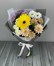Букет цветов из:  Розы, Герберы и Хризантемы в Большесидоровском