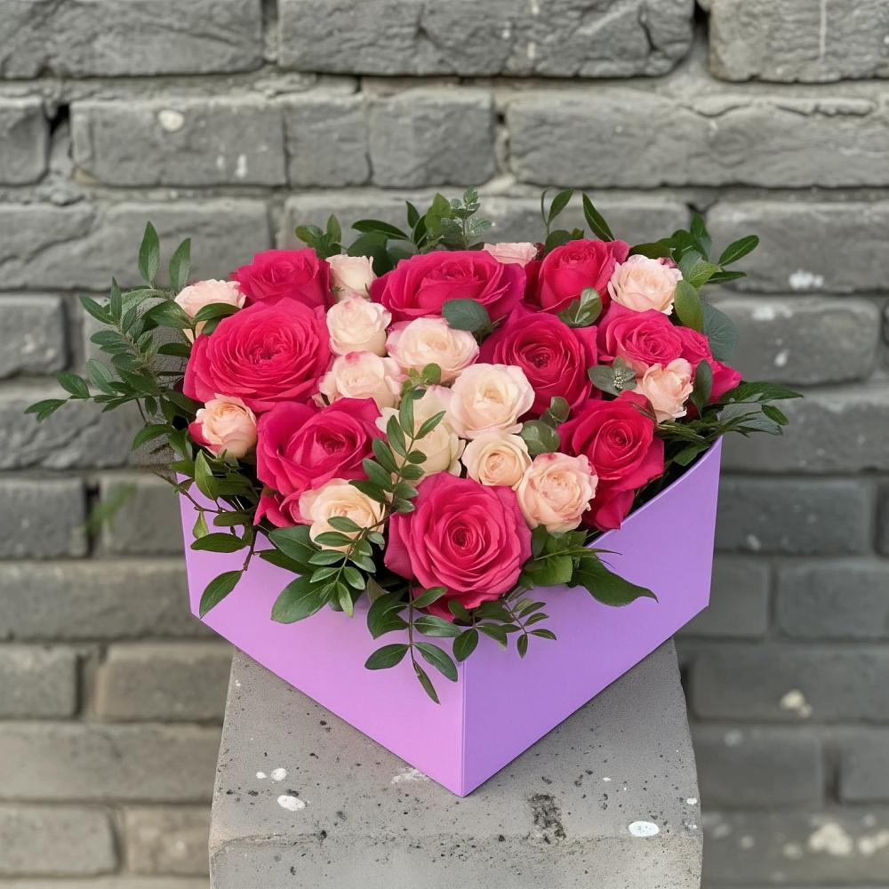 Цветочная композиция из Розы в коробке в Большесидоровском