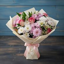 Букет цветов из:  Хризантемы, Альстромерии и Розы в Большесидоровском