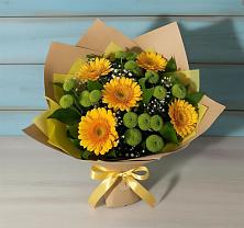Букет цветов из:  Герберы и Хризантемы в Большесидоровском