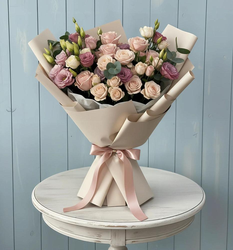 Букет цветов из: Розы и Лизиантусы в Большесидоровском