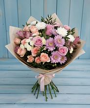 Букет цветов из:  Хризантемы, Розы и Альстромерии #REPLACE_PRED# Большесидоровском