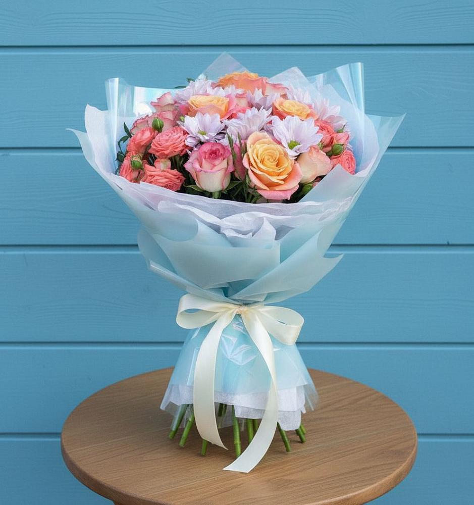 Букет цветов из: Хризантемы и Розы в Большесидоровском