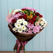 Букет цветов из:  Розы, Хризантемы и Альстромерии #REPLACE_PRED# Большесидоровском