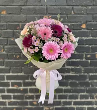 Букет цветов из:  Герберы и Хризантемы в Большесидоровском