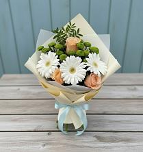 Букет цветов из:  Герберы, Розы и Хризантемы в Большесидоровском