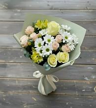 Букет цветов из:  Альстромерии, Розы и Хризантемы в Большесидоровском
