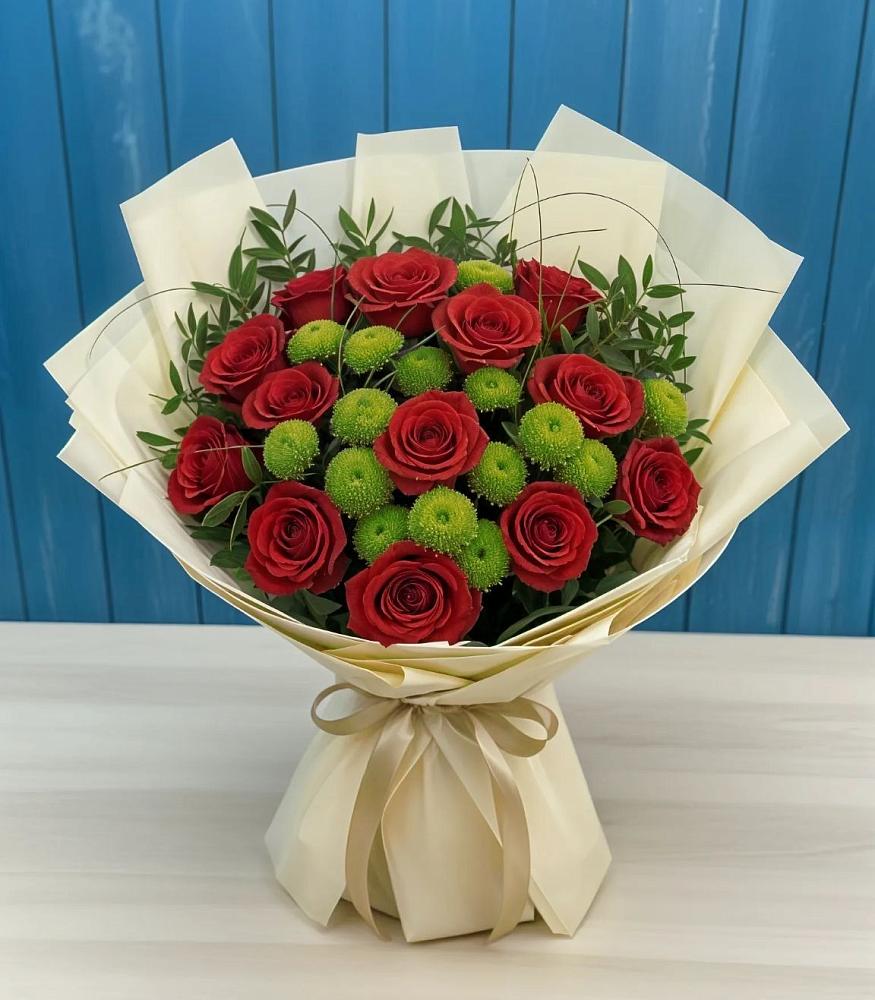 Букет цветов из: Розы и Хризантемы в Большесидоровском