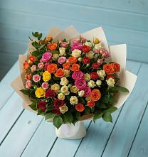 Букет Микс из разноцветных кустовых роз в Большесидоровском