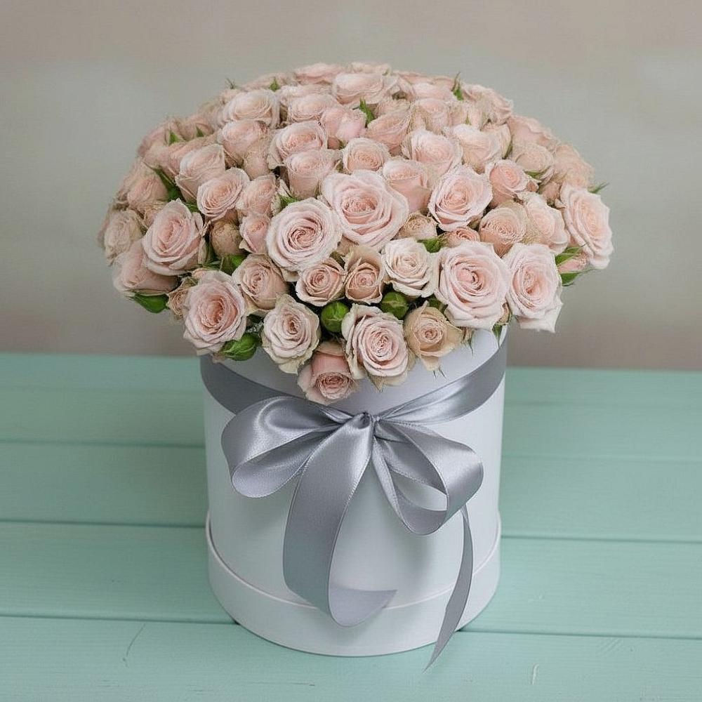 Цветочная композиция из Розы в шляпной коробке в Большесидоровском